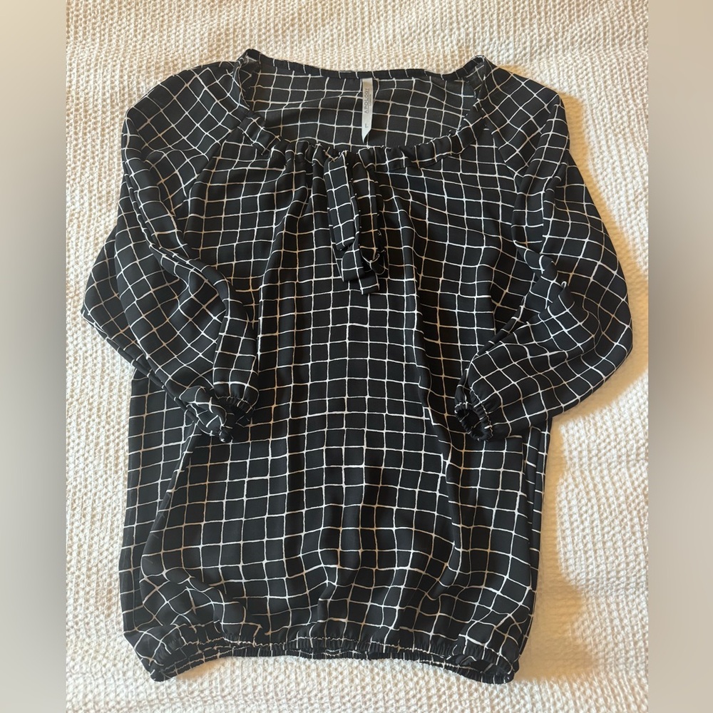 Black and White Grid Button Down Shirt